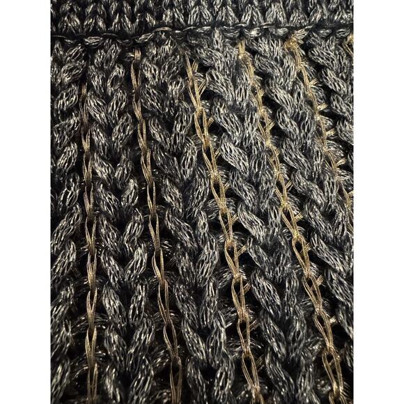 Balmain Sweater Womens Small Black Gold Metallic Mohair Wool Turtleneck Rib Knit - Picture 9 of 16